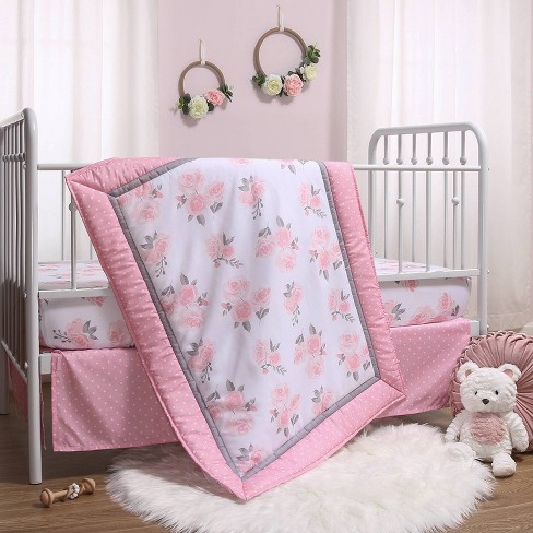 The Peanutshell Pink Floral Crib Bedding Set 3pc Target