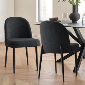 Upholstered Dining Chairs with Linen Blend Fabric and Metal Legs, Modern Armless Side Chairs for Dining Room-Maison Boucle - 1 of 4