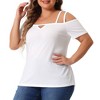 Agnes Orinda Women's Plus Size Short Sleeve Cold Shoulder Keyhole Going Out Party Blouses - image 2 of 4