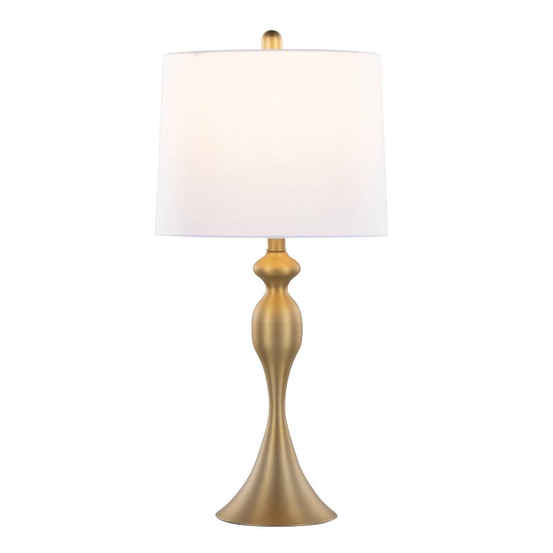 LumiSource (Set of 2) Ashland 27&#34; Contemporary Metal Table Lamps Gold Metal with White Linen Shade from Grandview Gallery, 3 of 8