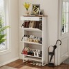TiramisuBest White color shoe cabinet  with 4 doors 1 drawers,large space for storage - 3 of 4