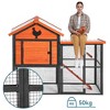 66" Spacious Outdoor Chicken Coop for 5-7 Hens with Runway, Nesting Box & Secure Wire Mesh, Waterproof Wood and Iron Hen House with Lockable Doors - 2 of 4