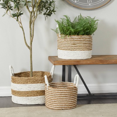 3 Section Bathroom Basket Wicker Baskets for Shelves Seagrass