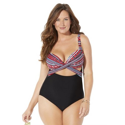 Swimsuits for All Women's Cut Out Underwire One Piece Swimsuit (Plus Sizes Available)