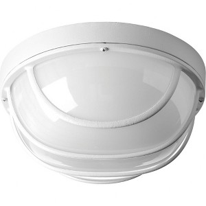 Progress Lighting Bulkheads 1-Light LED Wall/Ceiling Bulkhead, Aluminum, White, Cage Design Shade - 1 of 3