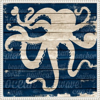 Amanti Art Coastal Wonder I Octopus by Gina Ritter Canvas Wall Art Print Framed 16 x 16-in.