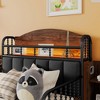 CAVINAS Twin Metal Platform Bed Frame with Light,Kids Metal Twin Bed with Upholstered,Bed Frame with Storage Headboard for Bedroom - 3 of 4