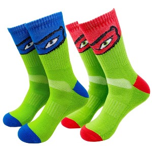 Kids Teenage Mutant Ninja Turtles 2-Pack Athletic Socks - 1 of 4