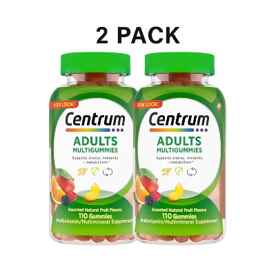 Centrum MultiGummies Gummy Multivitamin for Adults, Multivitamin/Multimineral Supplement with Vitamins D, B and E, Assorted Fruit Flavor - 110 Count