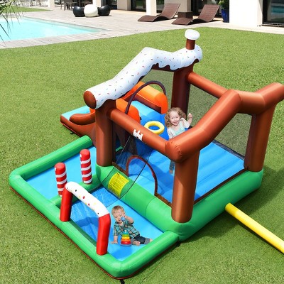 Colorful Inflatable Bounce House with Slide and Ball Pit