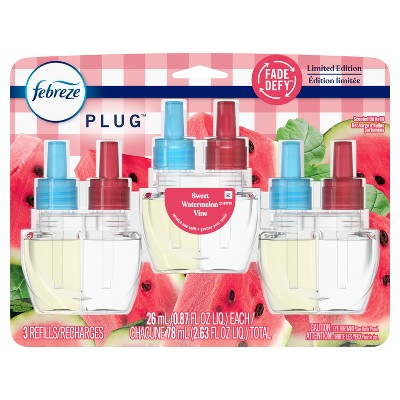 Febreze Plug Triple Refill Air Freshener Sweet Watermelon Vine - 3ct