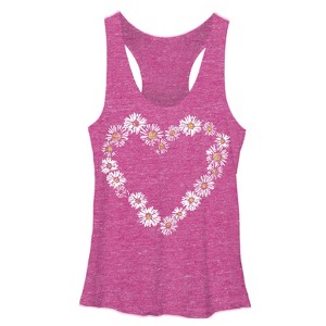 Women's Lost Gods Daisy Heart Racerback Tank Top - 1 of 3