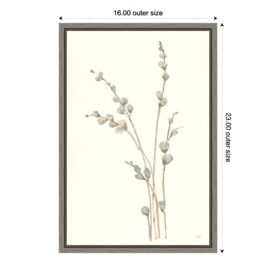 Muted Gray and Brown Willow Buds Canvas Print with Frame