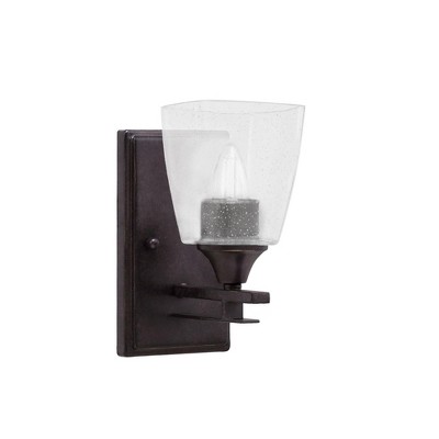 Toltec Lighting Uptowne 1 - Light Sconce in  Dark Granite with 4.5" Square Clear Bubble Shade