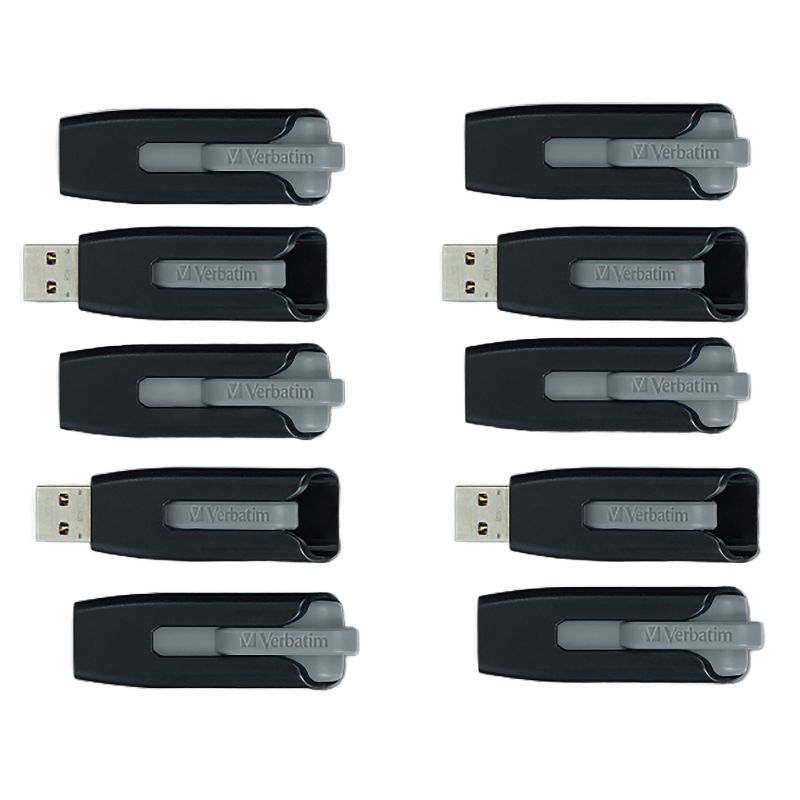 Verbatim® 32-GB Store ‘n’ Go® V3 USB 3.2 Gen 1 Flash Drives, Business Bulk 10 Count, Gray, 1 of 9