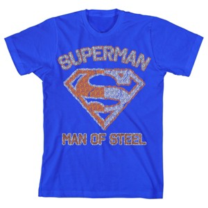 Superman Man of Steel Two Tone Logo Boy's Royal Blue T-shirt - 1 of 3