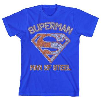 Superman Man of Steel Two Tone Logo Boy's Royal Blue T-shirt