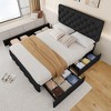 homfan Queen Upholstered Bed Frame - 4 Storage Drawers & Adjustable Headboard, Diamond Tufted Linen Platform, No Box Spring - 4 of 4