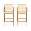 KWPZQEB 27" H Counter Height Bar Stools Set of 2, Modern Counter Stools with Cane Backrest and Arms, Woven Cane Barstools for Kitchen Island - 3 of 4
