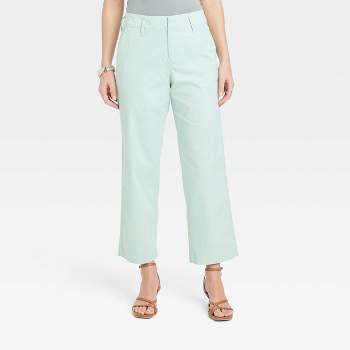 Women's High-rise Slim Fit Effortless Pintuck Ankle Pants - A New Day™  Green 2 : Target