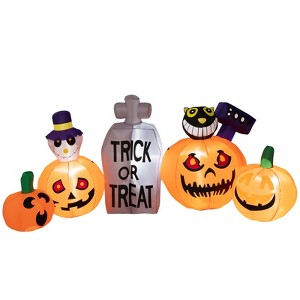 Tangkula 8 FT Long Halloween Inflatable Pumpkins Blow up Yard Decoration w/Pumpkins Tombstone Black Cat Lighted Halloween Outdoor Pumpkin - 1 of 4