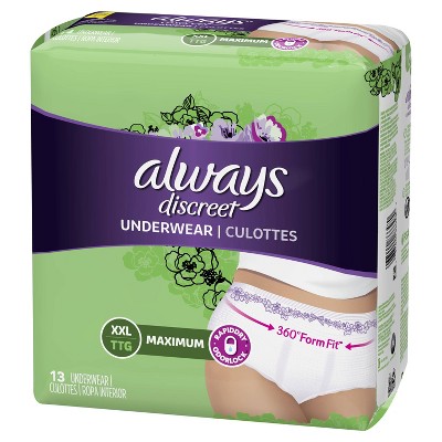 Always Discreet Incontinence & Postpartum Incontinence Underwear for Women - Maximum Protection - XXL - 13ct