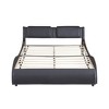Queen Size Upholstered Faux Leather Platform Bed with LED Light - 3 of 4