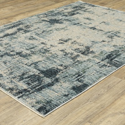 Hayden Abstract Blue and Beige Rectangular Area Rug 6'7" x 9'6"