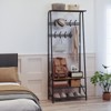 Coat and Shoe Rack, Coat Stand with Shoe Storage Bench, Wood and Metal Frame, with Hooks, a Clothes Rail, for Hallway, Entrance, Bathroom - 2 of 4
