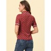 Allegra K Women's Polka Dots Peter Pan Collar Tie Neck Short Sleeve Shirt - 3 of 4