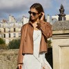 Women's Faux Suede Brown Stand Collar Zip-Up Jacket - Cupshe - 2 of 4