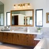 POWLIG 29.53-in 4-Light Gold Bathroom Vanity Light with Clear Glass Shades, Bulbs not Included - 3 of 4