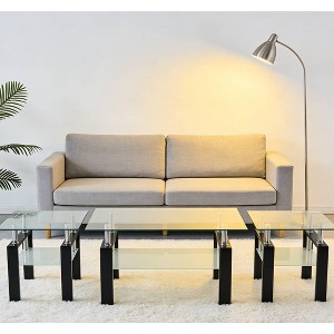 Spassway Glass Coffee Table with 2-Piece End Tables Set for Living Room Modern Sofa Table with Lower Storage Shelf Small Tea Table for Waiting Room - 1 of 4