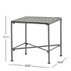 18'' Black Iron Outdoor Side Table with Grid Top and Cross-Leg Base,Weather-Resistant Patio Accent Table-Cuddlewood - 4 of 4