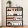 Garvee Shoe Rack for Entryway, 5 Tier Shoe Storage Shelves with Mesh Storage Basket, 16-20 Pairs Shoe Organizer for Hallway, Entryway, Brown - 2 of 4