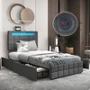 Tangkula Twin Upholstered Platform Bed with LED Headboard Charging Station Storage Drawer - 3 of 4