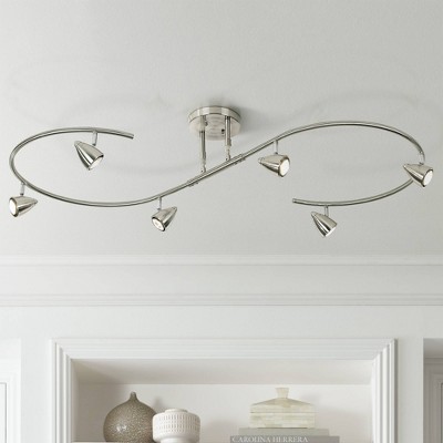 Brushed Nickel Adjustable 6-Head LED Track Light Fixture