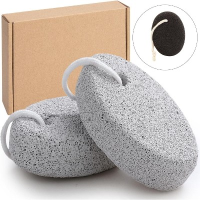 2-Pack Natural Foot Pumice Stone for Feet, Borogo  Lava Pedicure Tools Hard Skin Callus Remover for Feet and Hands