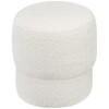 HOMCOM Modern Round Ottoman, Teddy Fleece Upholstered Foot Stool for Living Room, Bedroom, Cream - 4 of 4