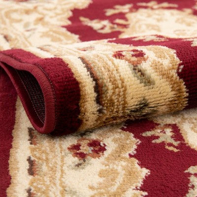 Elegant Versailles Red Square Synthetic Rug, 6'x6', Stain-Resistant