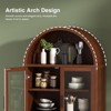 Arched Storage Cabinet 70.8" Tall with Fluted Door, Tempered Glass and Adjustable Shelves - 4 of 4