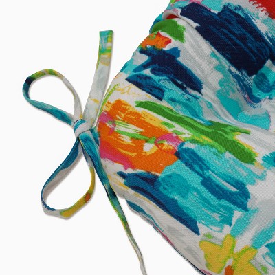 Colorful Abstract Multicolor Polyester Indoor/Outdoor Chair Pads Set