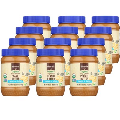 Woodstock Organic Easy Spread Smooth & Salted Peanut Butter - Case of 12/18 oz