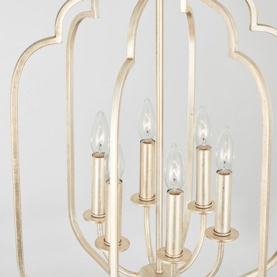Elegant Ophelia 6-Light Winter Gold Chandelier with Distressed Finish
