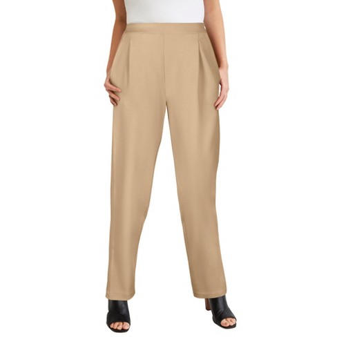 Jessica London Women's Plus Size Straight Leg Chino Pant, 14 W - New Khaki  : Target