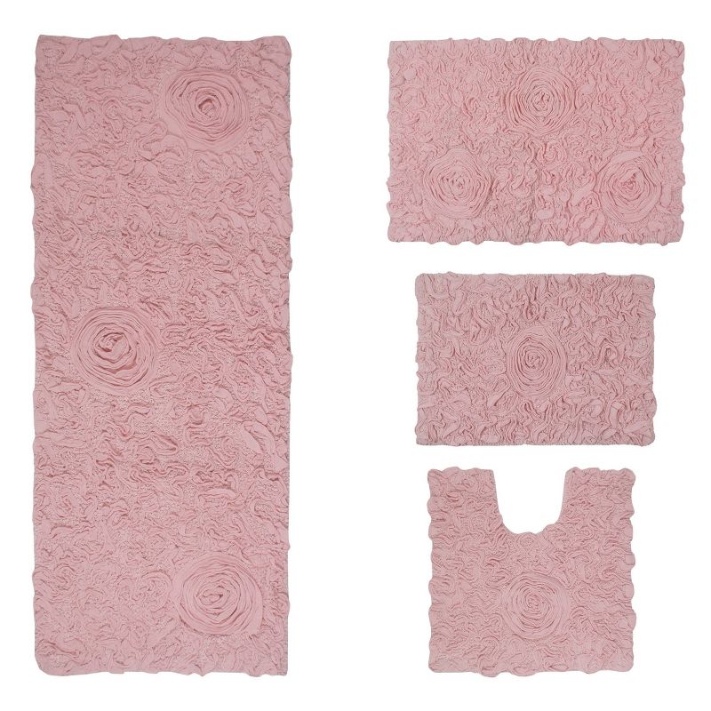 Bell Flower Collection Cotton Floral Pattern Tufted Bath Rug Set Pack of 4 - Home Weavers, 2 of 6