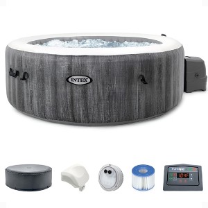 Intex PureSpa Plus 6 Person Portable Inflatable Round Hot Tub Spa with 170 Bubble Jets and Built In Heater Pump - 1 of 4