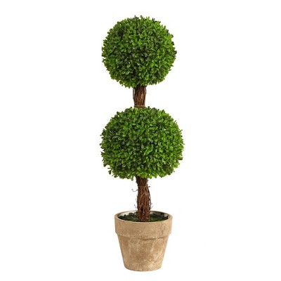 2.5' Indoor/Outdoor Boxwood Double Ball Topiary Artificial Tree - Nearly Natural