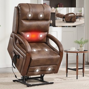 ChicFurnit Living Room Chair Arm Accent Chair Chenille / Leatheraire Power Lift Recliner with Massage Heat Dual Motor Elder Chair for Living Room - 1 of 4