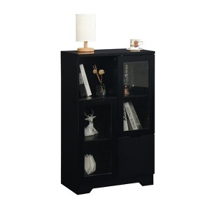Lirago MDF Display Cabinet with Glass Doors & Drawer Multi-Functional Organizer for Bedroom/Living Room 25.6"D * 11.8"W * 39.4"H - 1 of 4